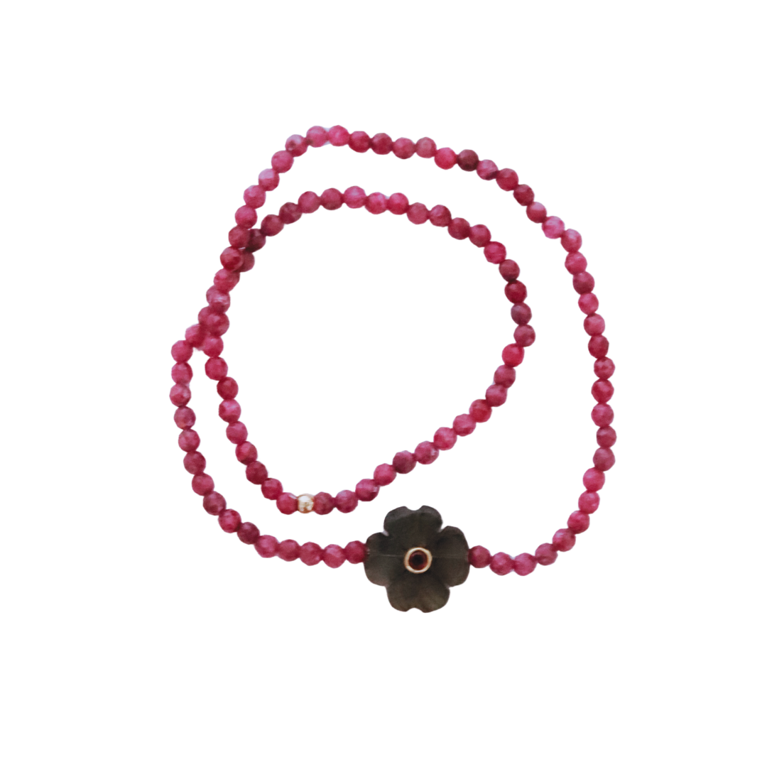 Flowers bracelet douple pierre-semi précieuses