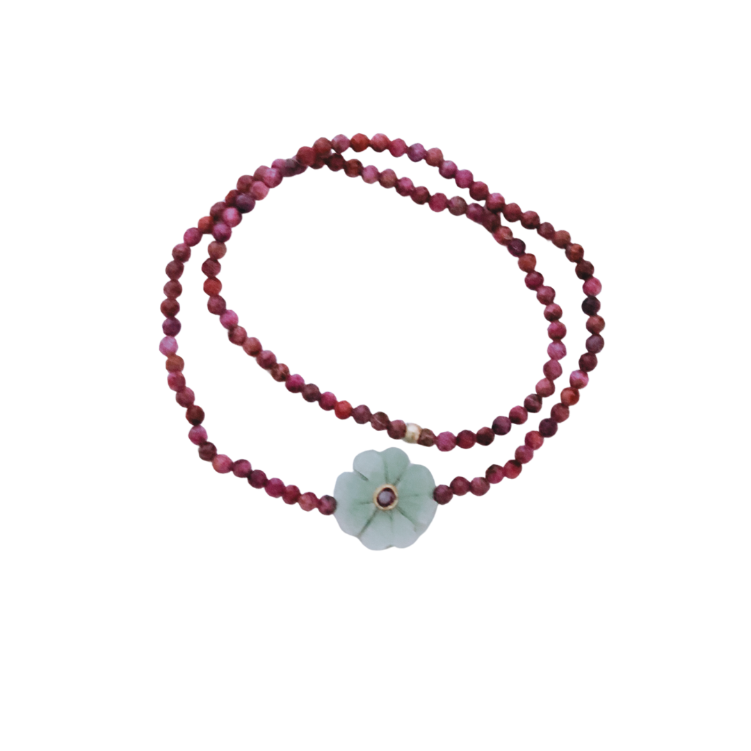 Flowers bracelet douple pierre-semi précieuses