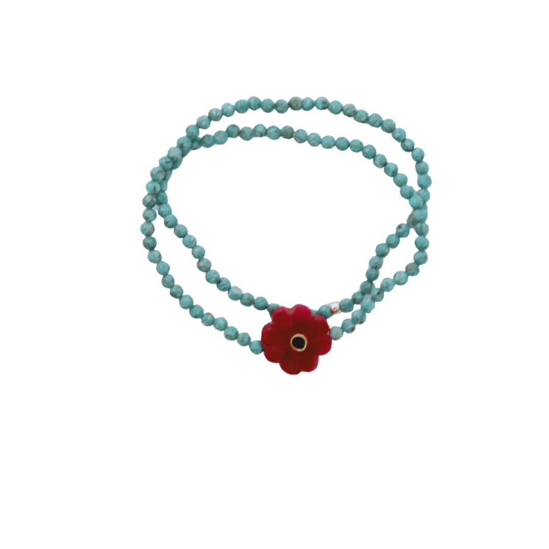 Flowers bracelet douple pierre-semi précieuses