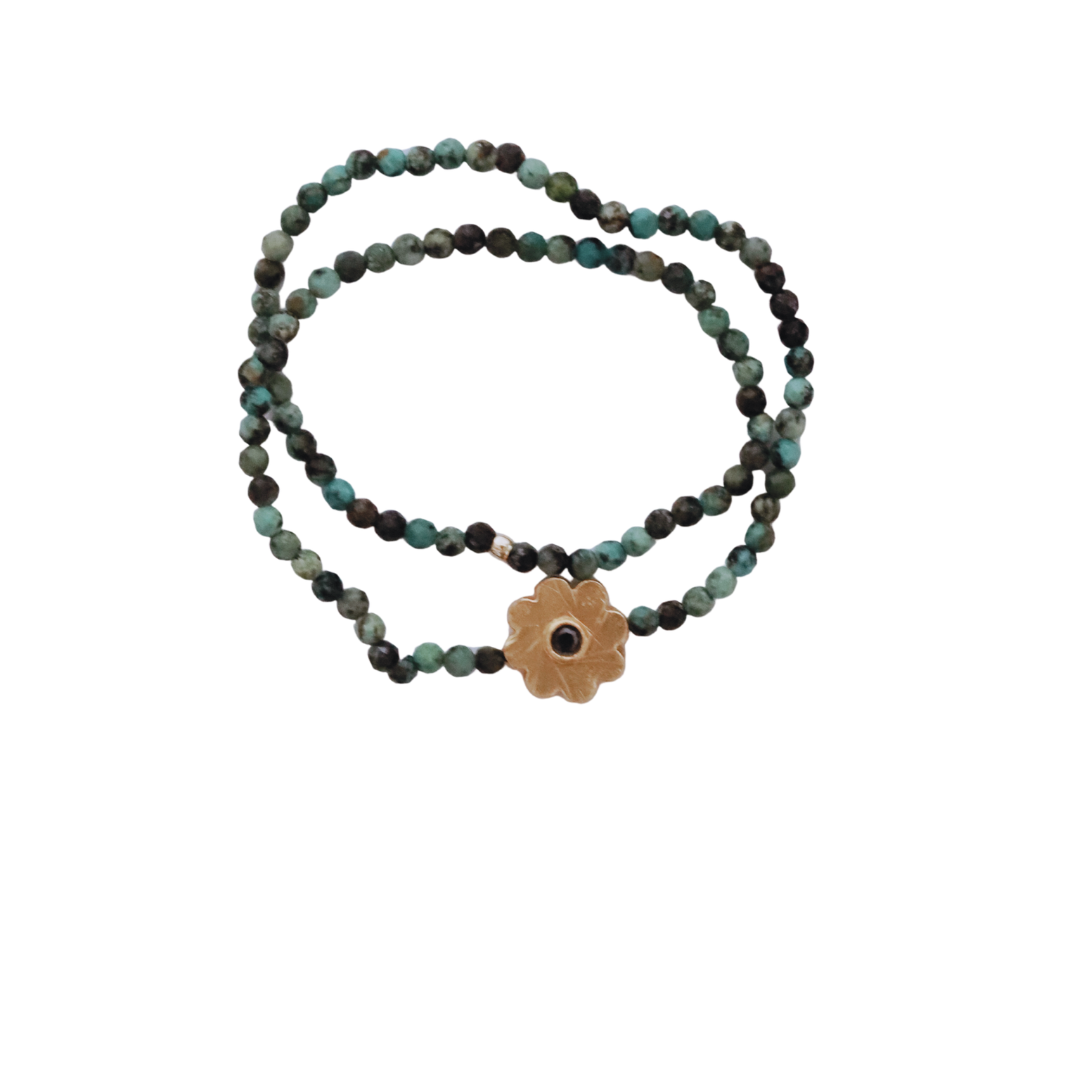 Flowers bracelet douple pierre-semi précieuses