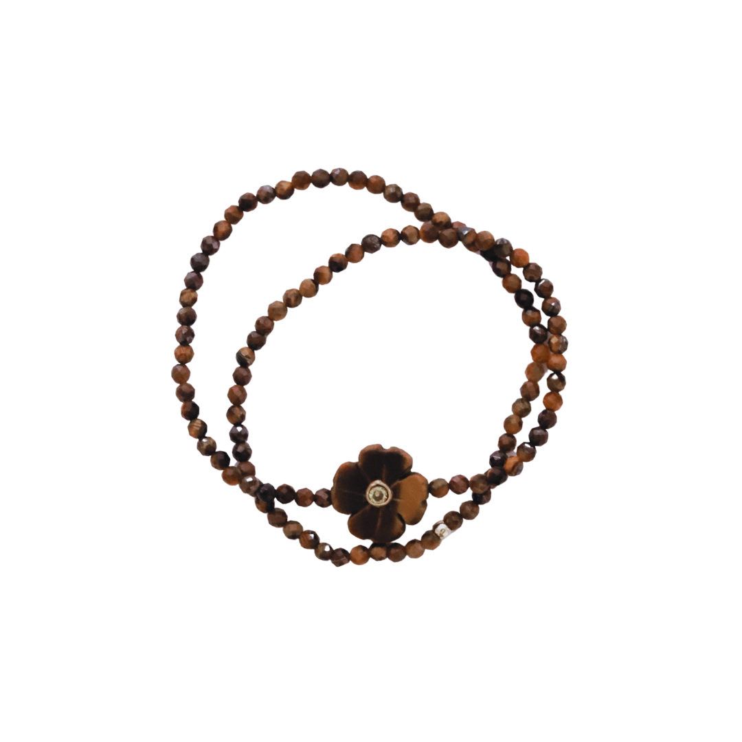 Flowers bracelet douple pierre-semi précieuses