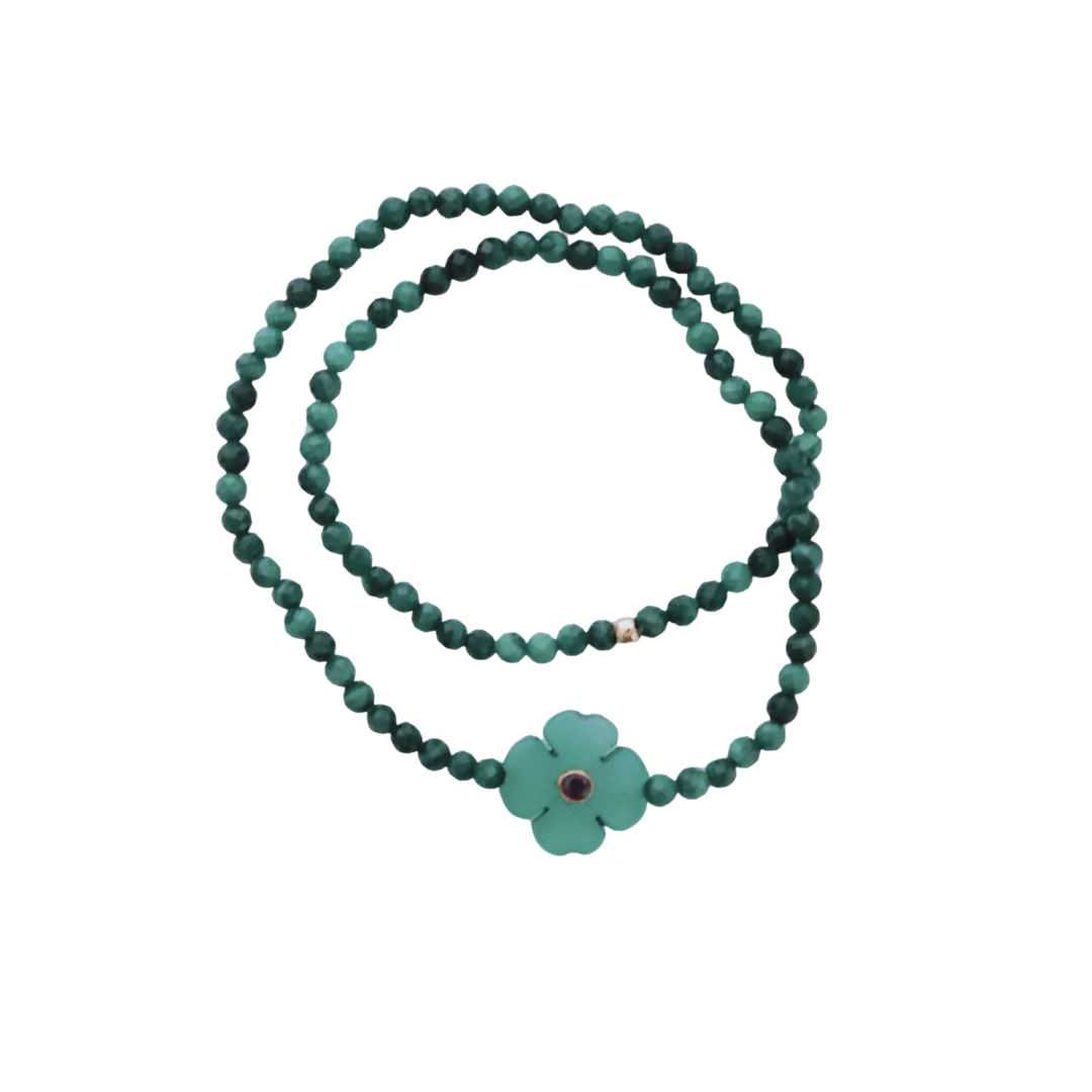 Flowers bracelet douple pierre-semi précieuses
