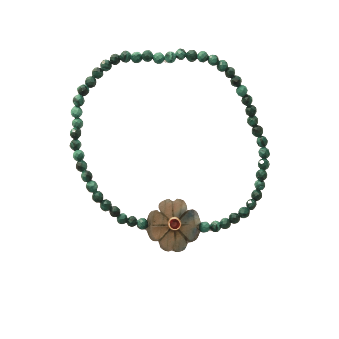 Flowers bracelet simple pierre-semi précieuses