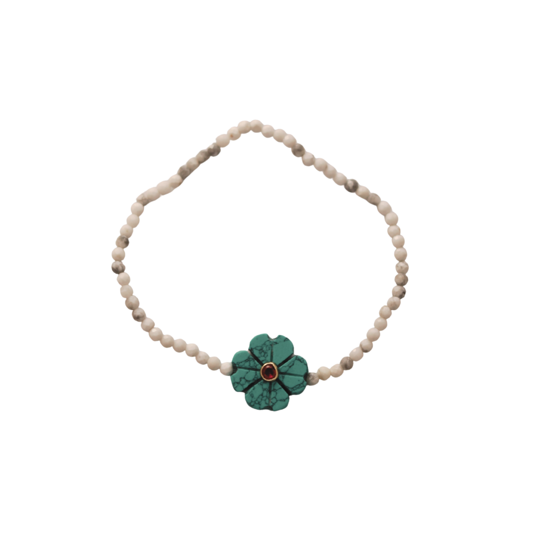 Flowers bracelet simple pierre-semi précieuses