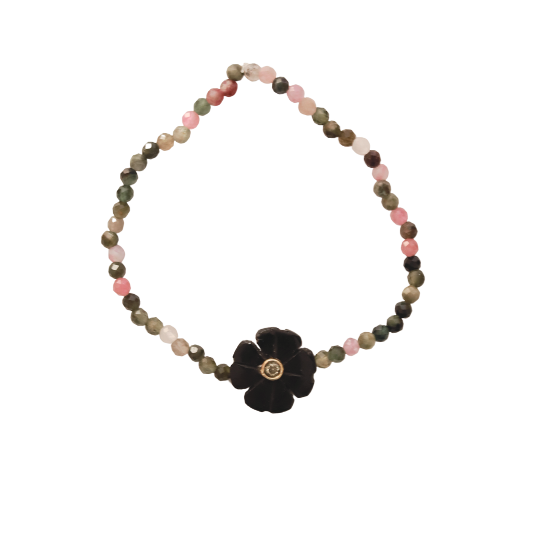 Flowers bracelet simple pierre-semi précieuses
