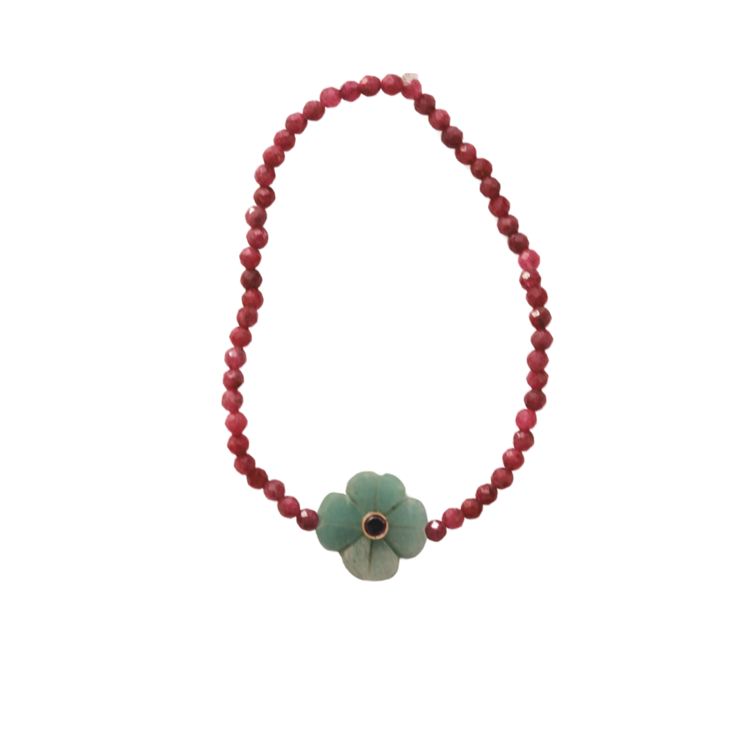 Flowers bracelet simple pierre-semi précieuses