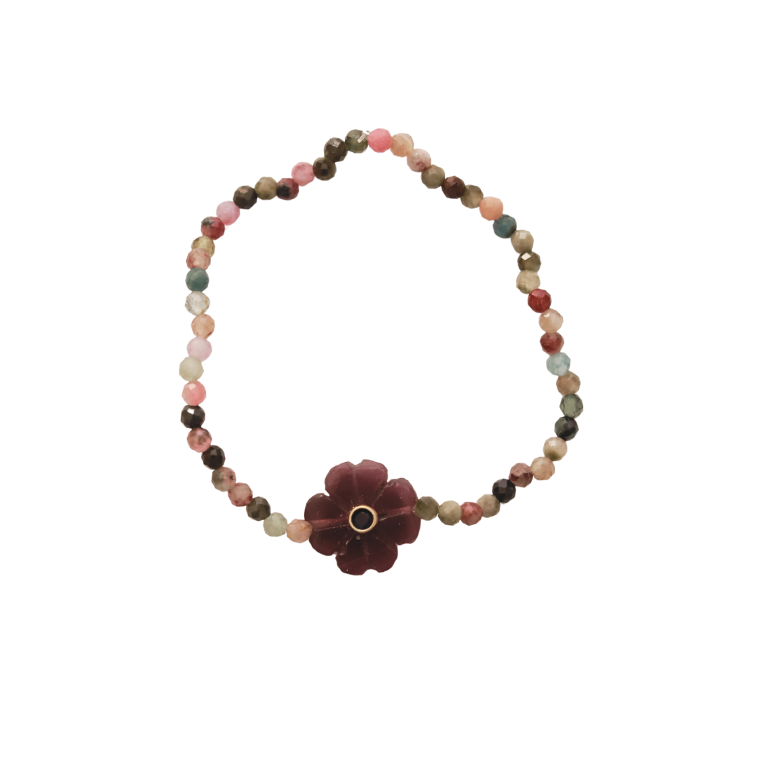 Flowers bracelet simple pierre-semi précieuses