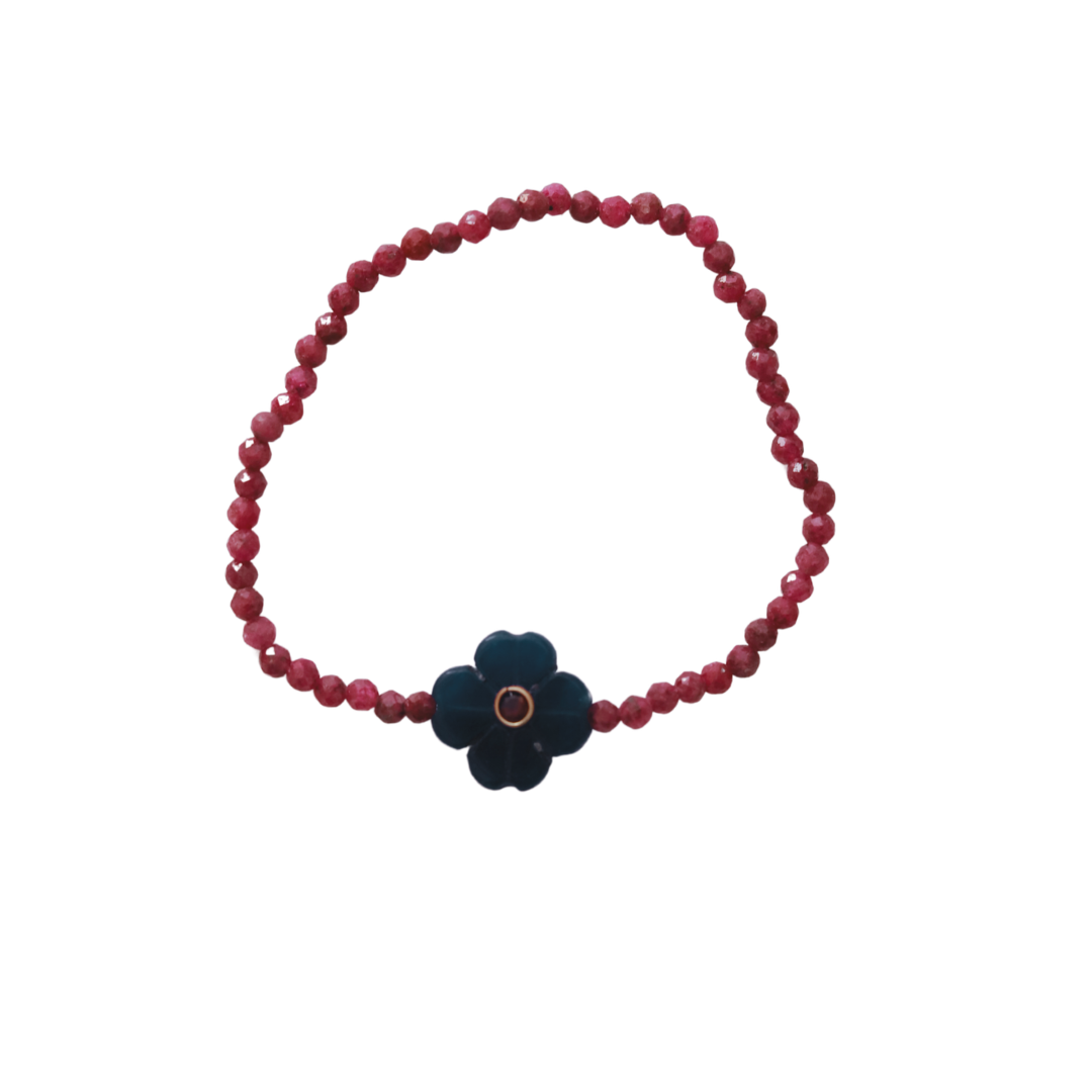 Flowers bracelet simple pierre-semi précieuses