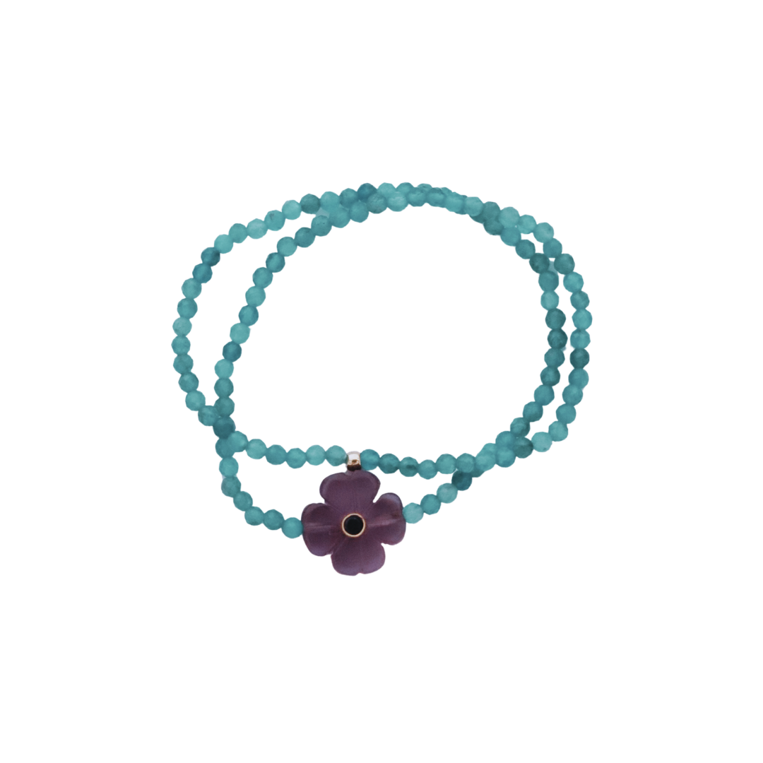 Flowers bracelet douple pierre-semi précieuses