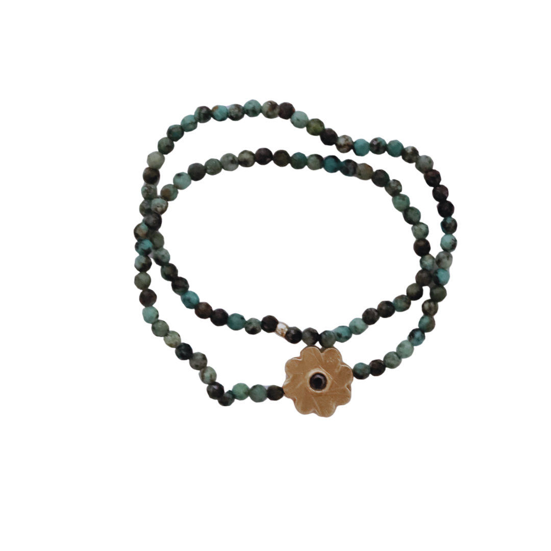 Flowers bracelet douple pierre-semi précieuses
