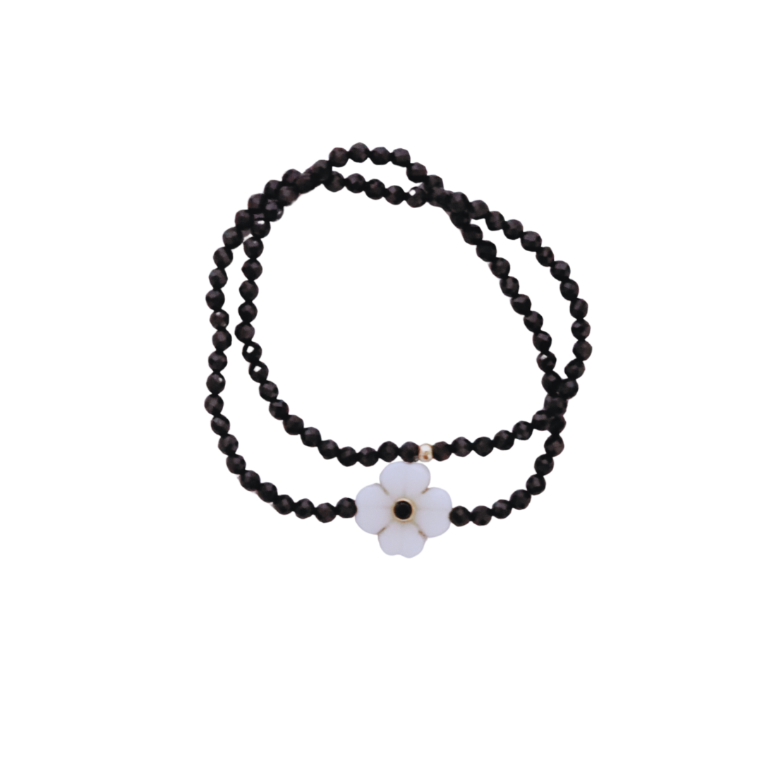 Flowers bracelet douple pierre-semi précieuses