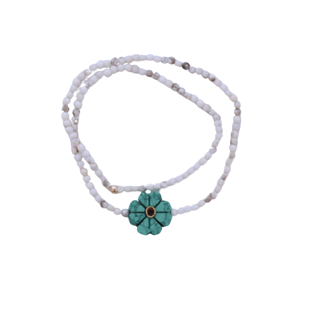 Flowers bracelet douple pierre-semi précieuses