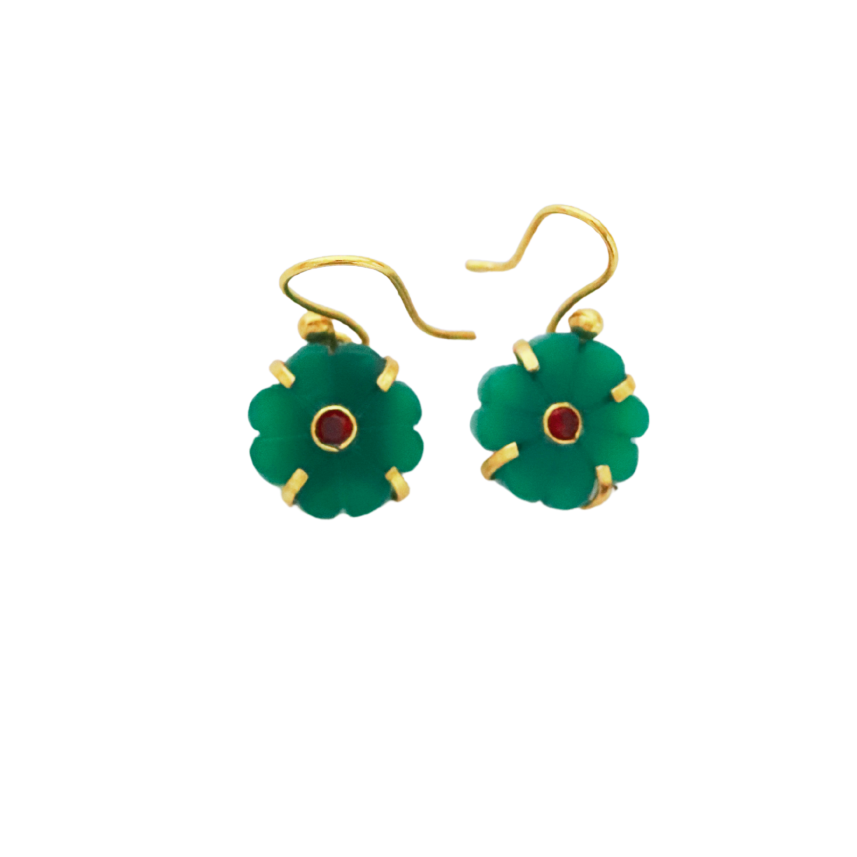 Flower jade vert, boucle d'oreille