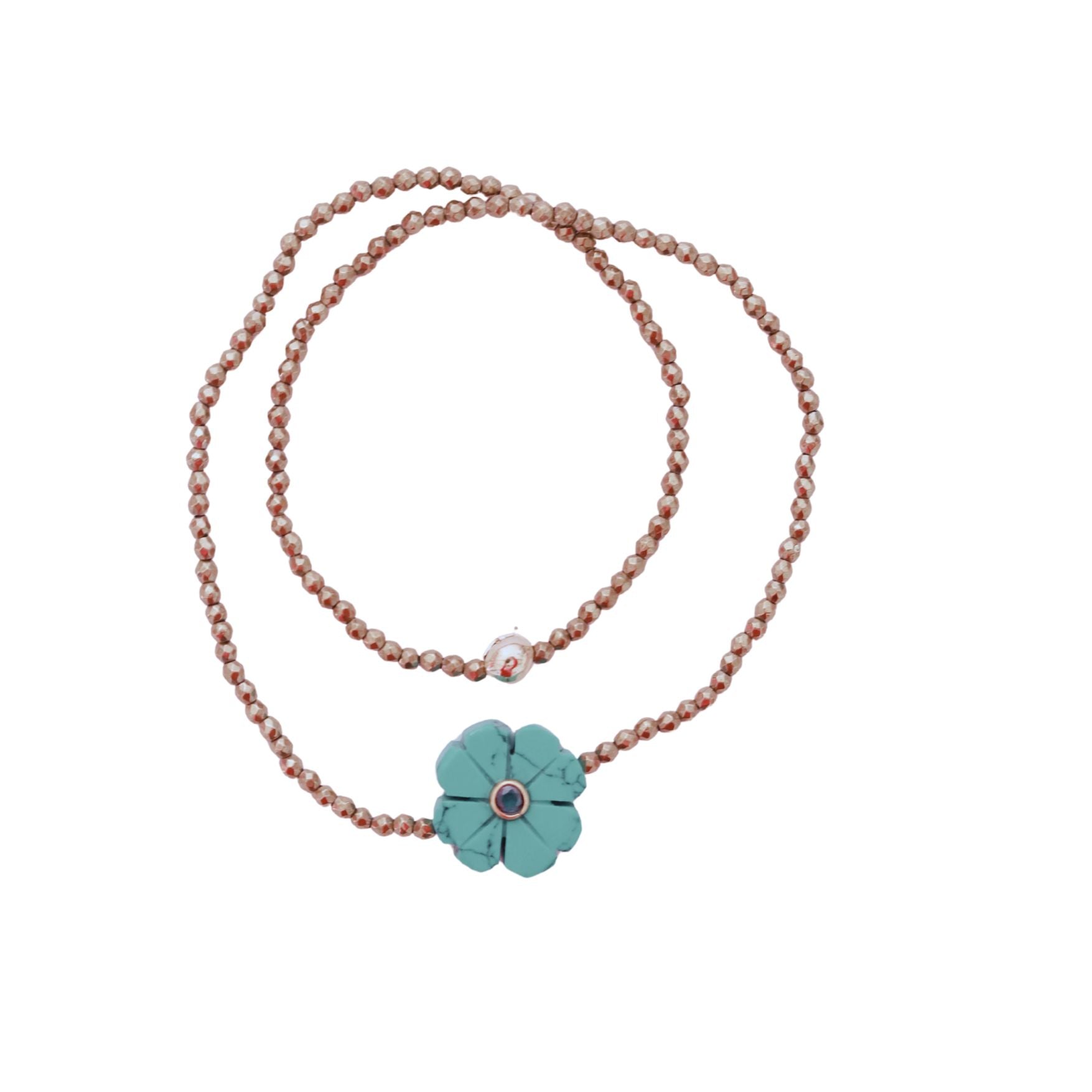 Flower turquoise, bracelet double