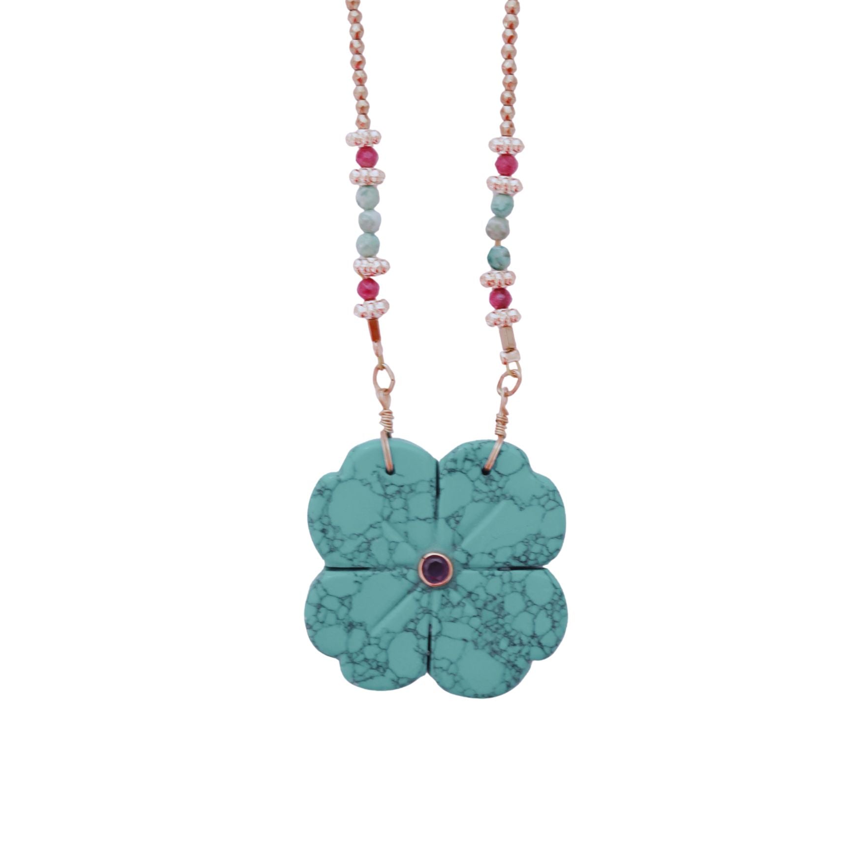 Flower turquoise,  Sautoir XL