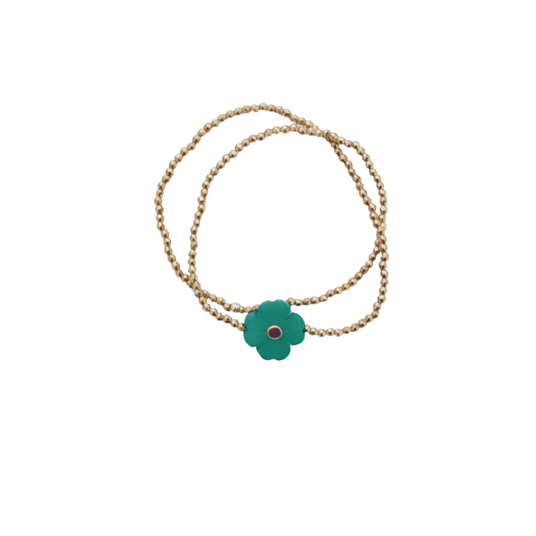 Flower jade vert, bracelet double