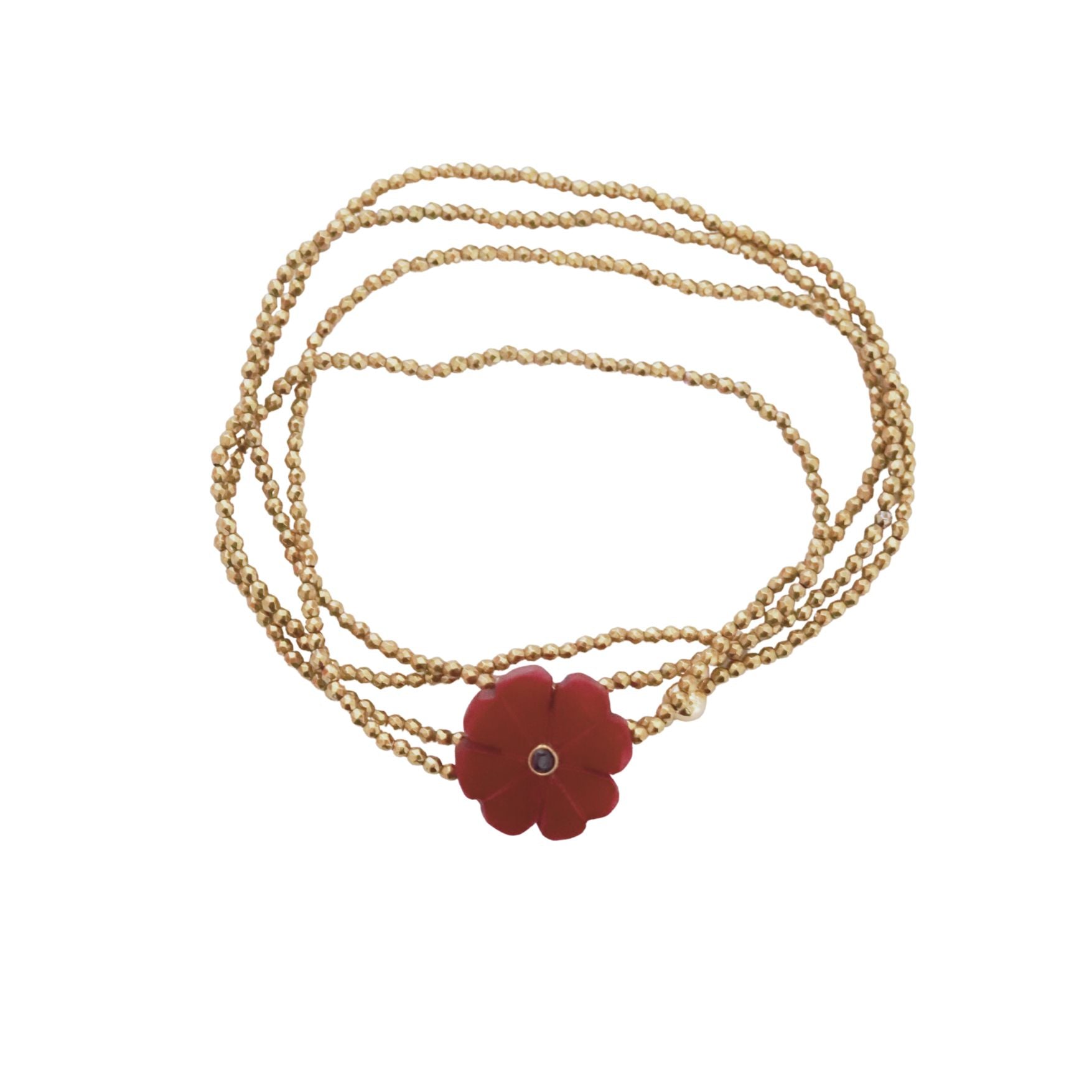 Flower rubis indien sautoir elastique