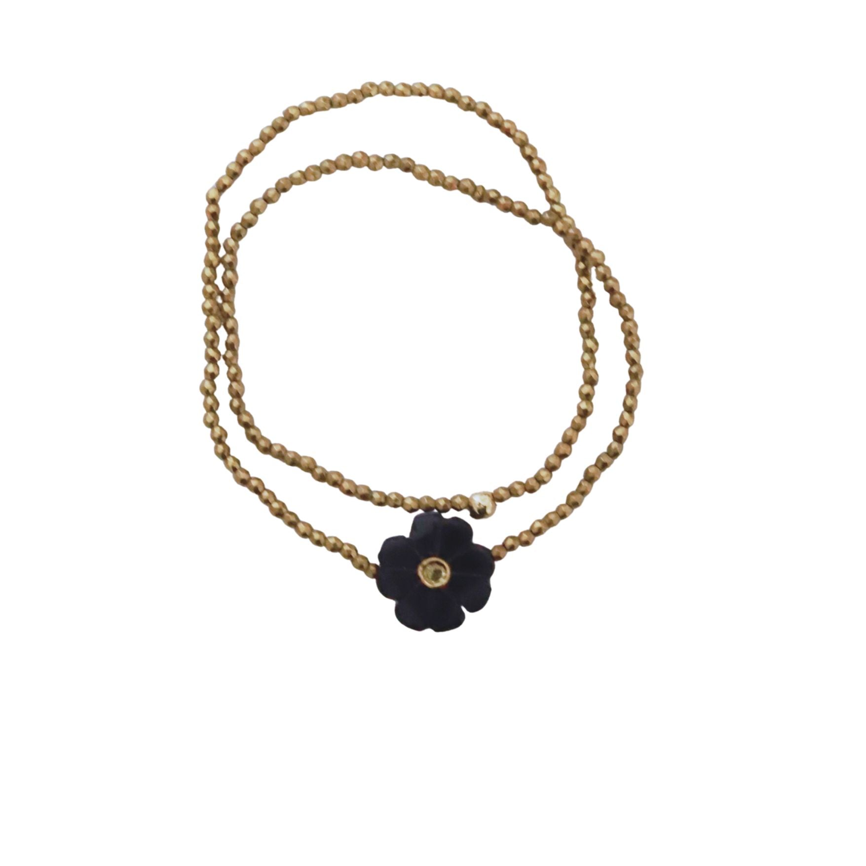 Flower onyx noir, bracelet double