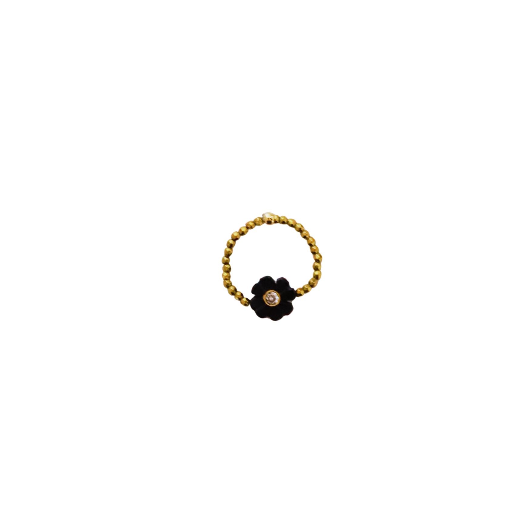 Flower onyx noir, bague