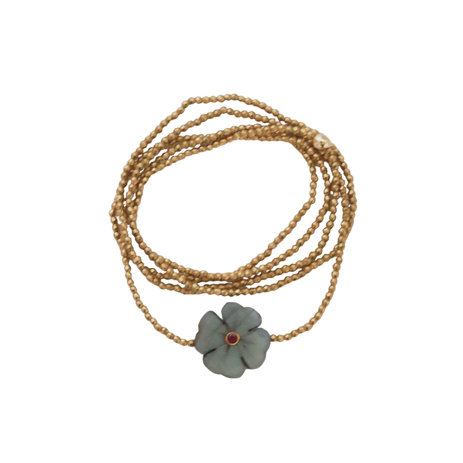 Flower Labradorite sautoir elastique